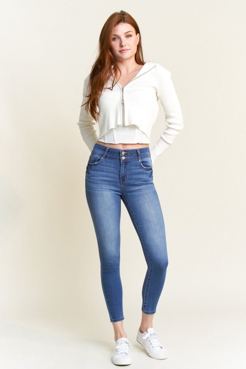 Double Waist High Rise Ankle Skinny Jeans