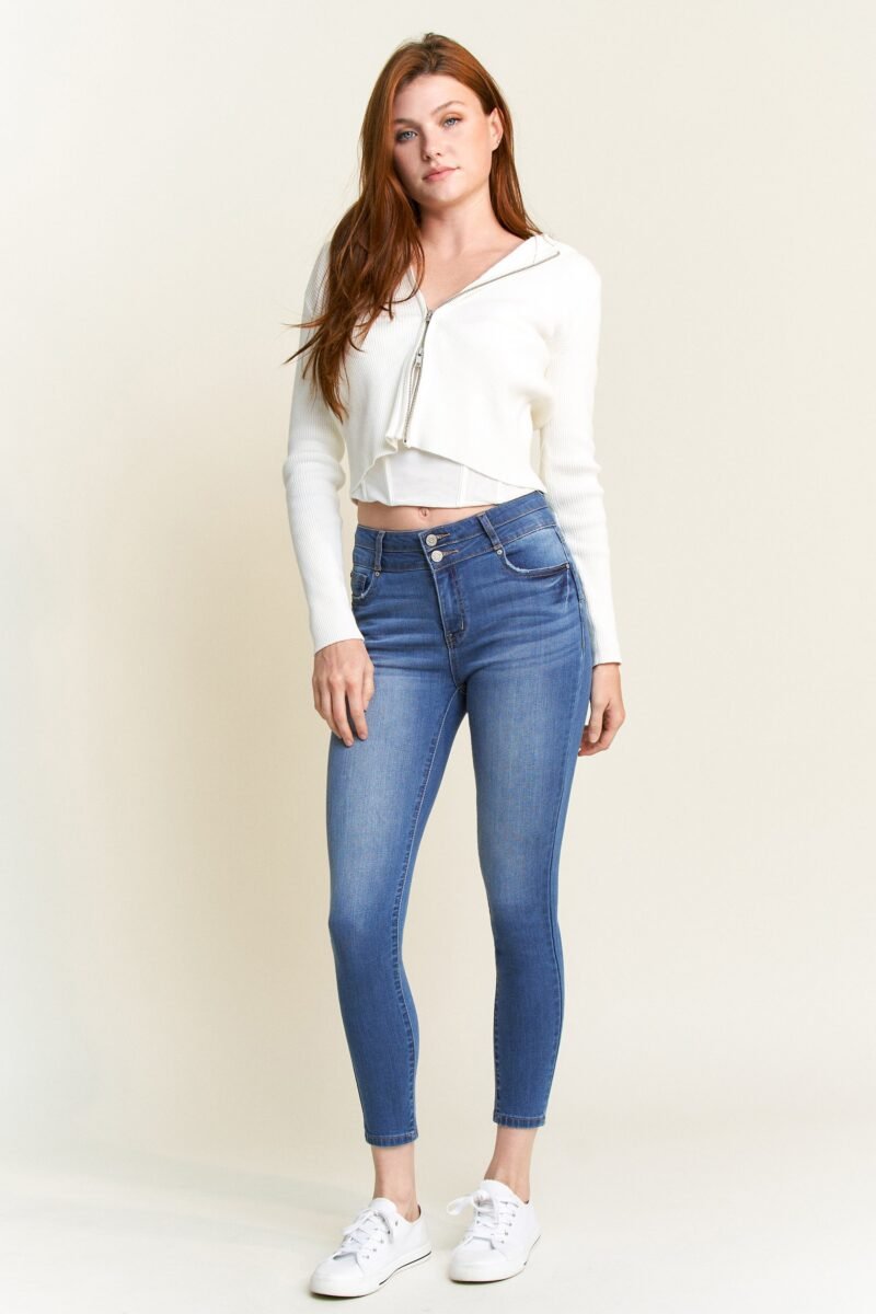 Double Waist High Rise Ankle Skinny Jeans - Image 3
