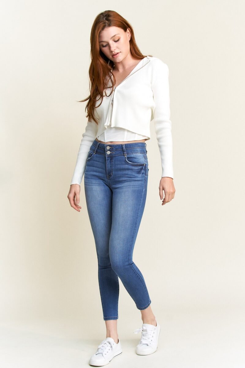 Double Waist High Rise Ankle Skinny Jeans - Image 2