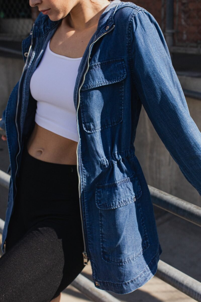 Hooded Chambray Utility  Denim Jacket - Image 2