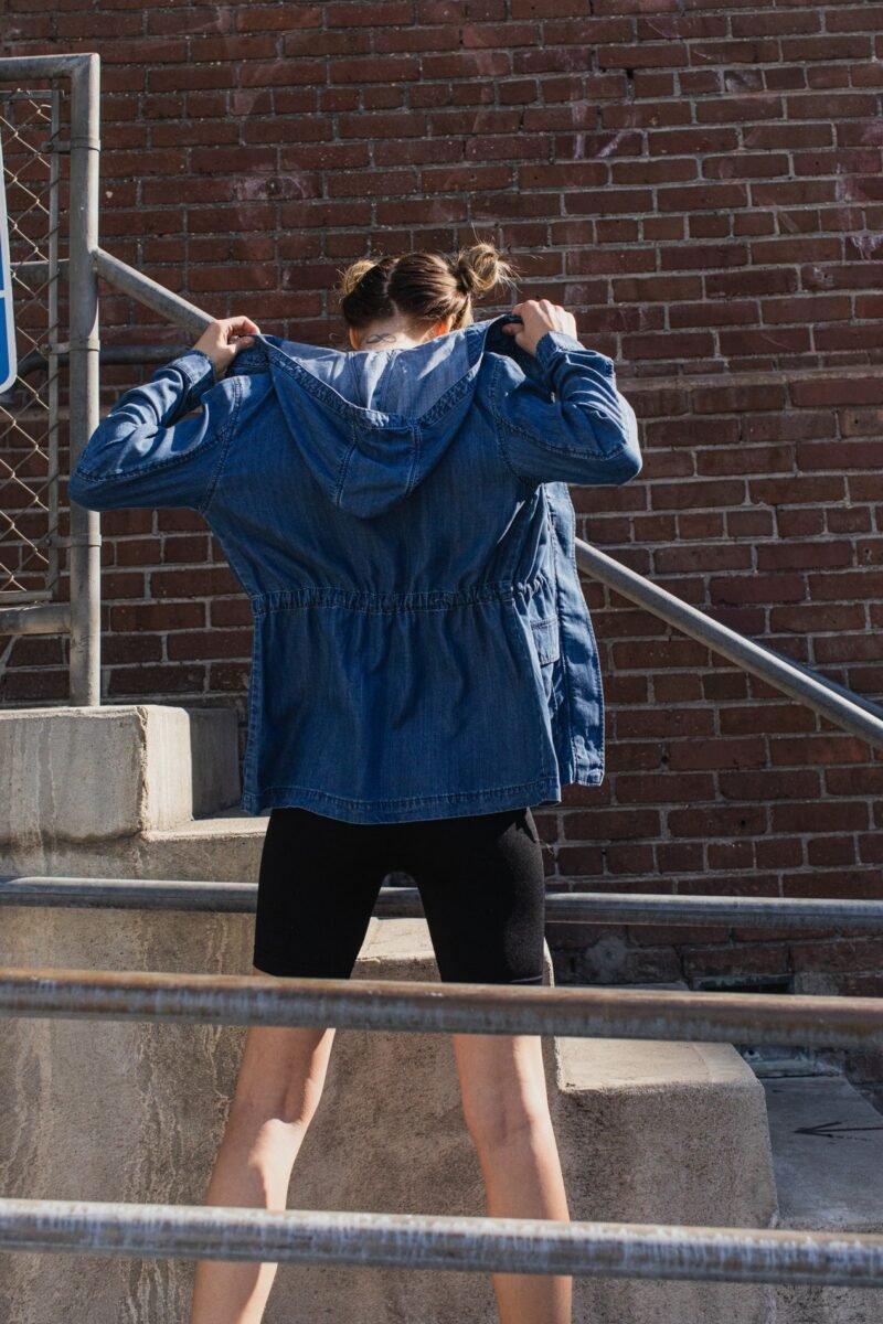 Hooded Chambray Utility  Denim Jacket - Image 3