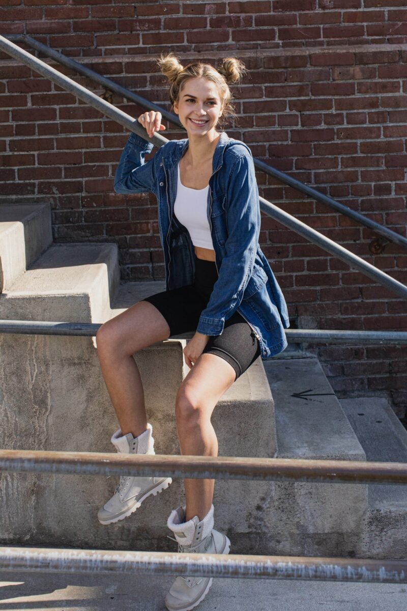 Hooded Chambray Utility  Denim Jacket